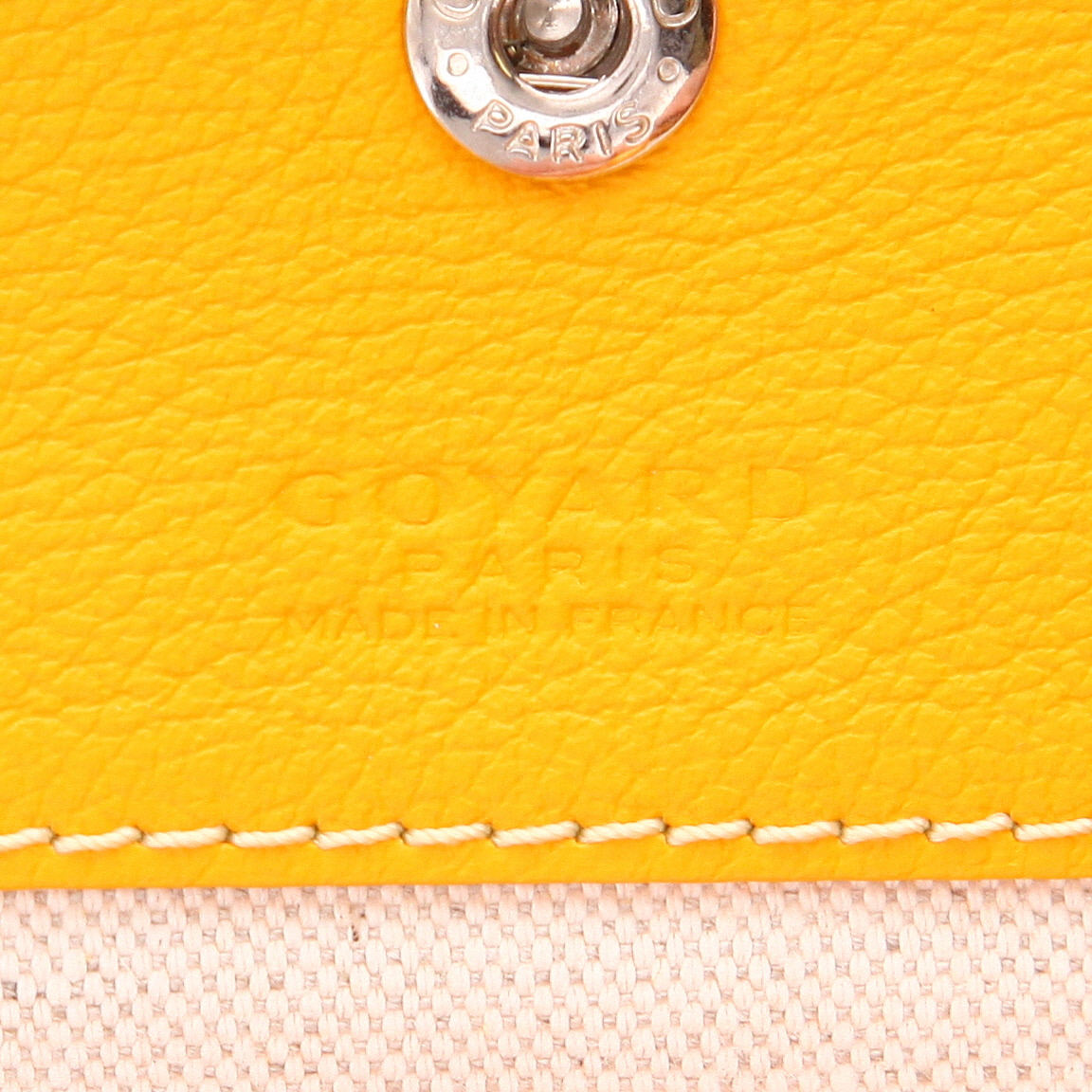 Goyard  Saint-Louis shopping bag  in yellow Goyard canvas  and yellow leather - Detail D2