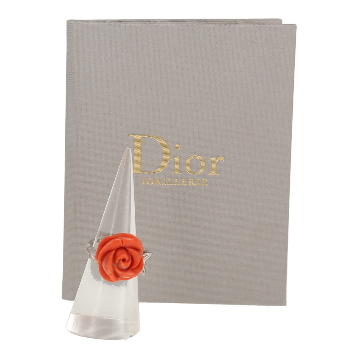 Anello Dior Pré Catelan in oro bianco, corallo rosso e diamante - Detail D2