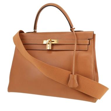 Sac à main Hermès  Kelly 35 cm en cuir Courchevel gold