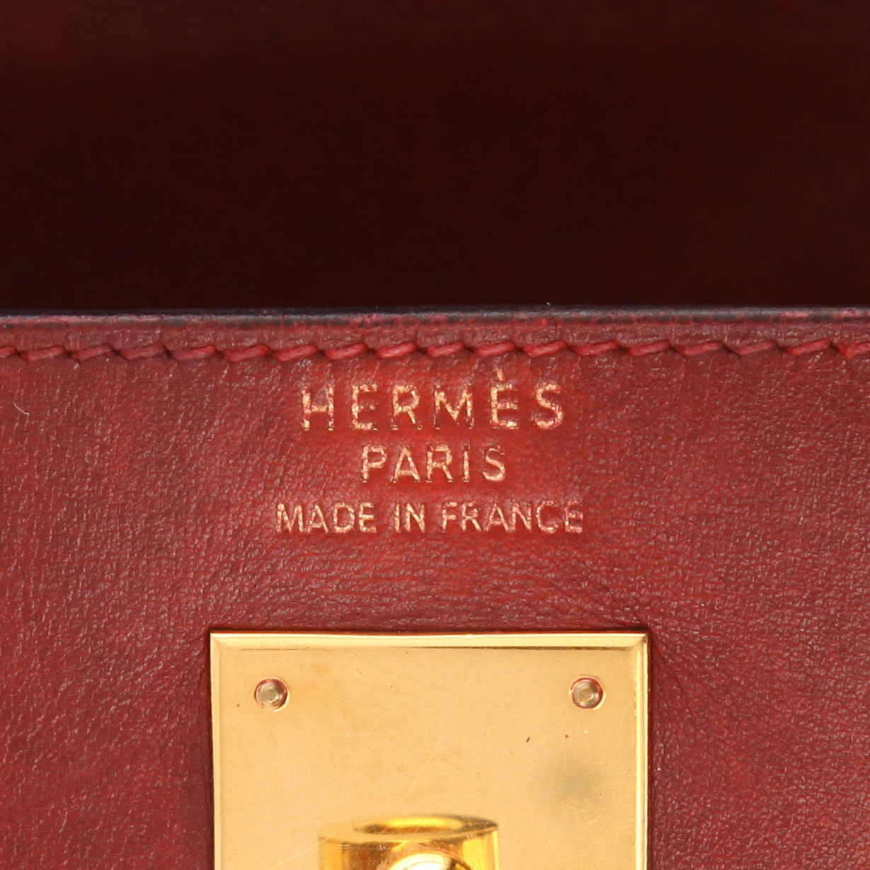 Bolso Hermès Kelly de 35 cm en piel roja «box» H - Detail D2