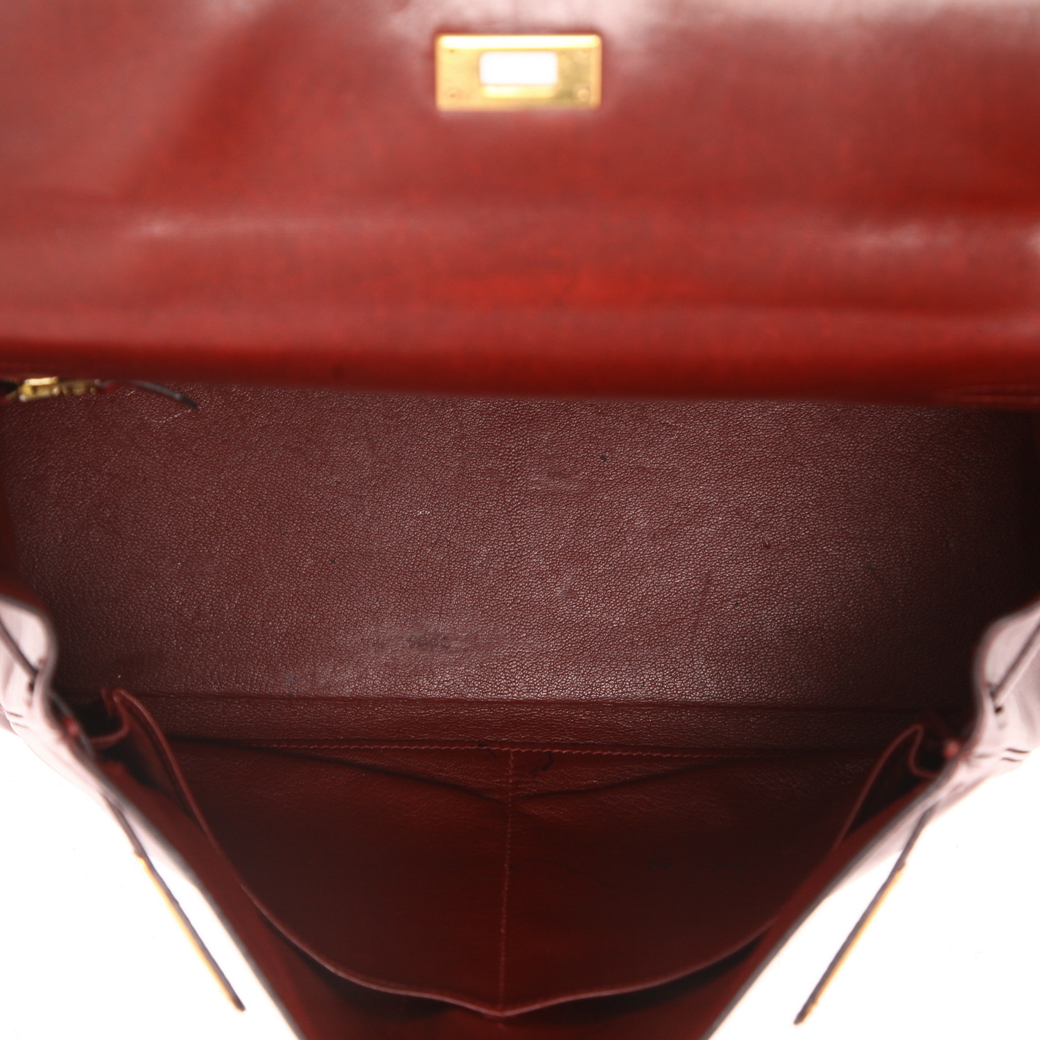 Hermès Kelly 35 cm handbag in red H box leather - Detail D3