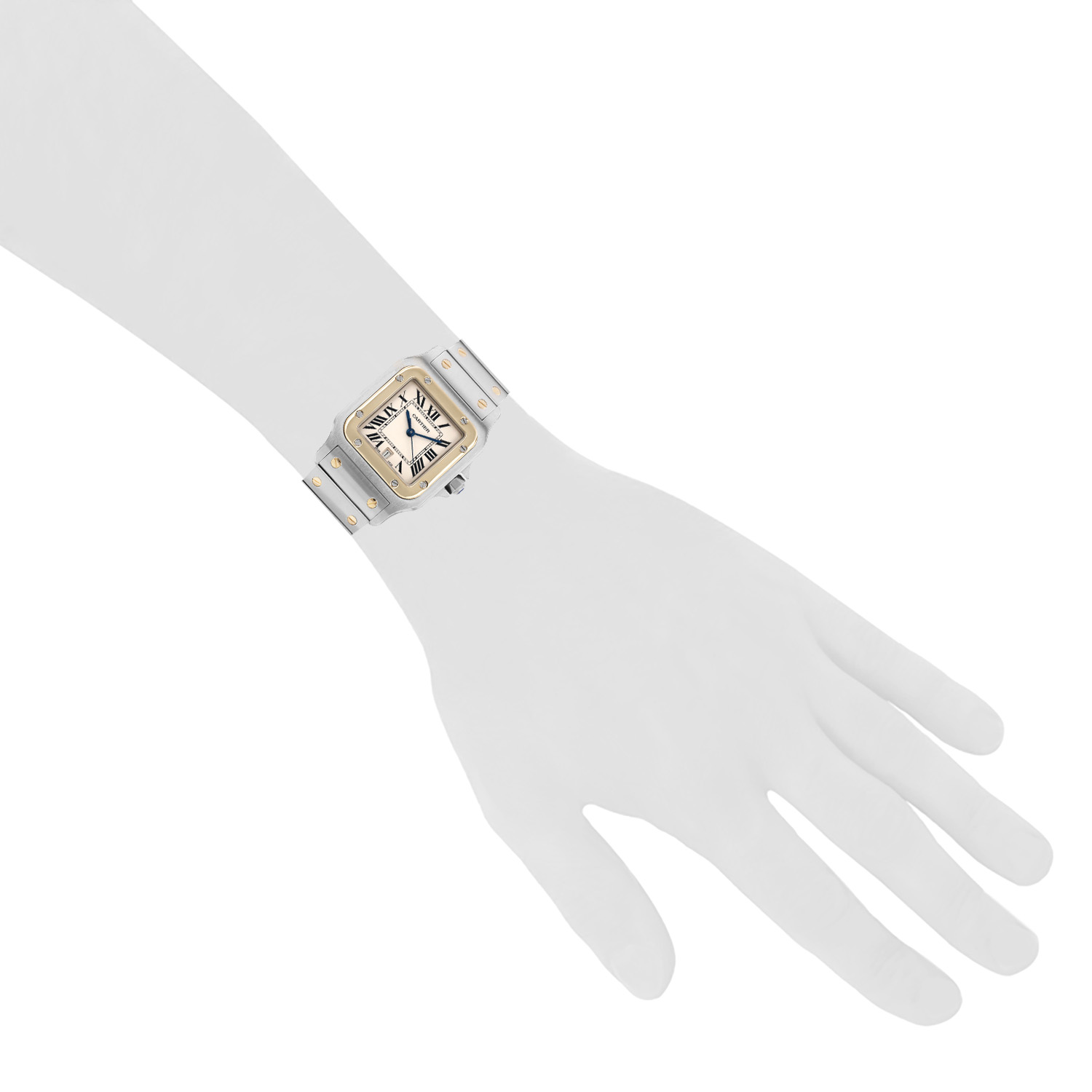 Cartier Santos Galbée  in gold and stainless steel Ref: Cartier - 187901  Circa 1990 - Detail D1