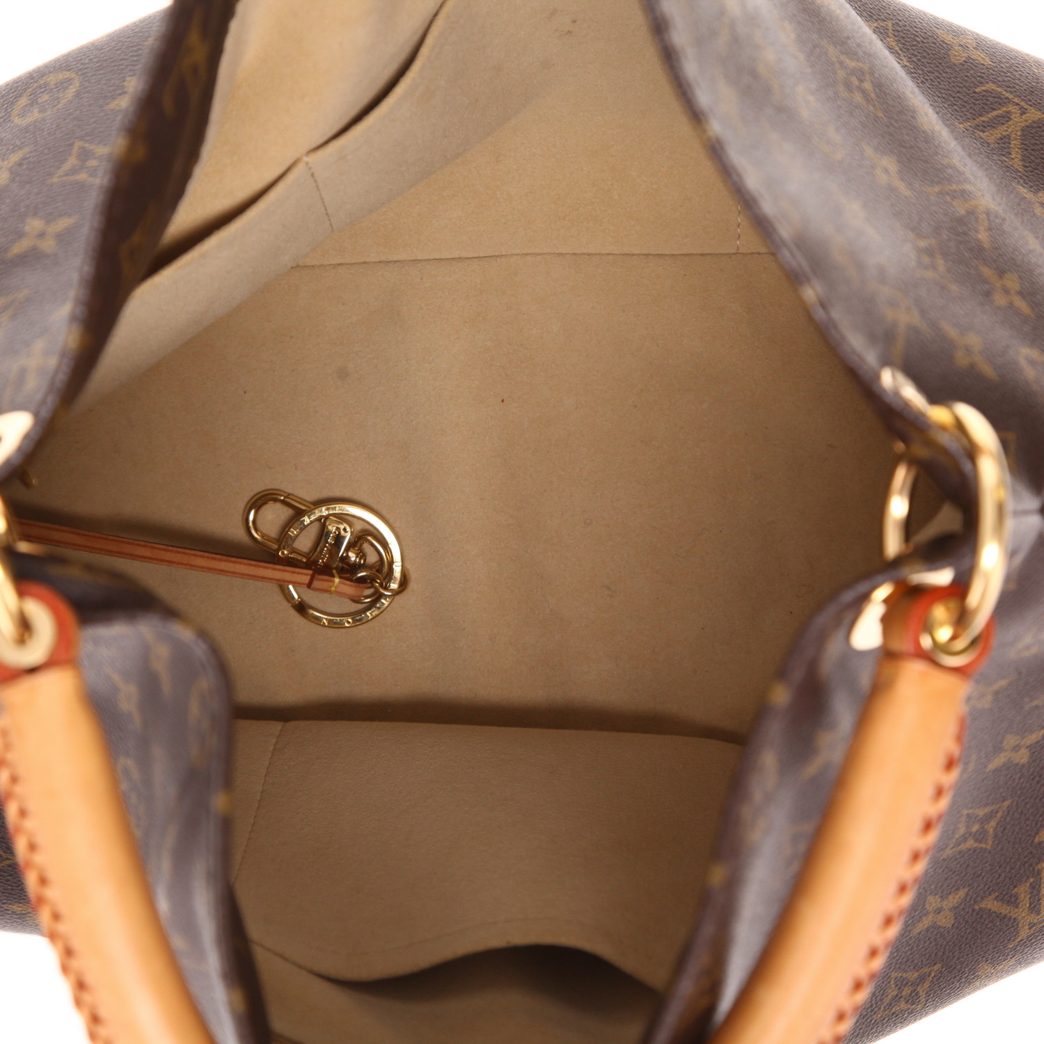 Sac à main Louis Vuitton  Artsy en toile monogram marron et cuir naturel - Detail D3