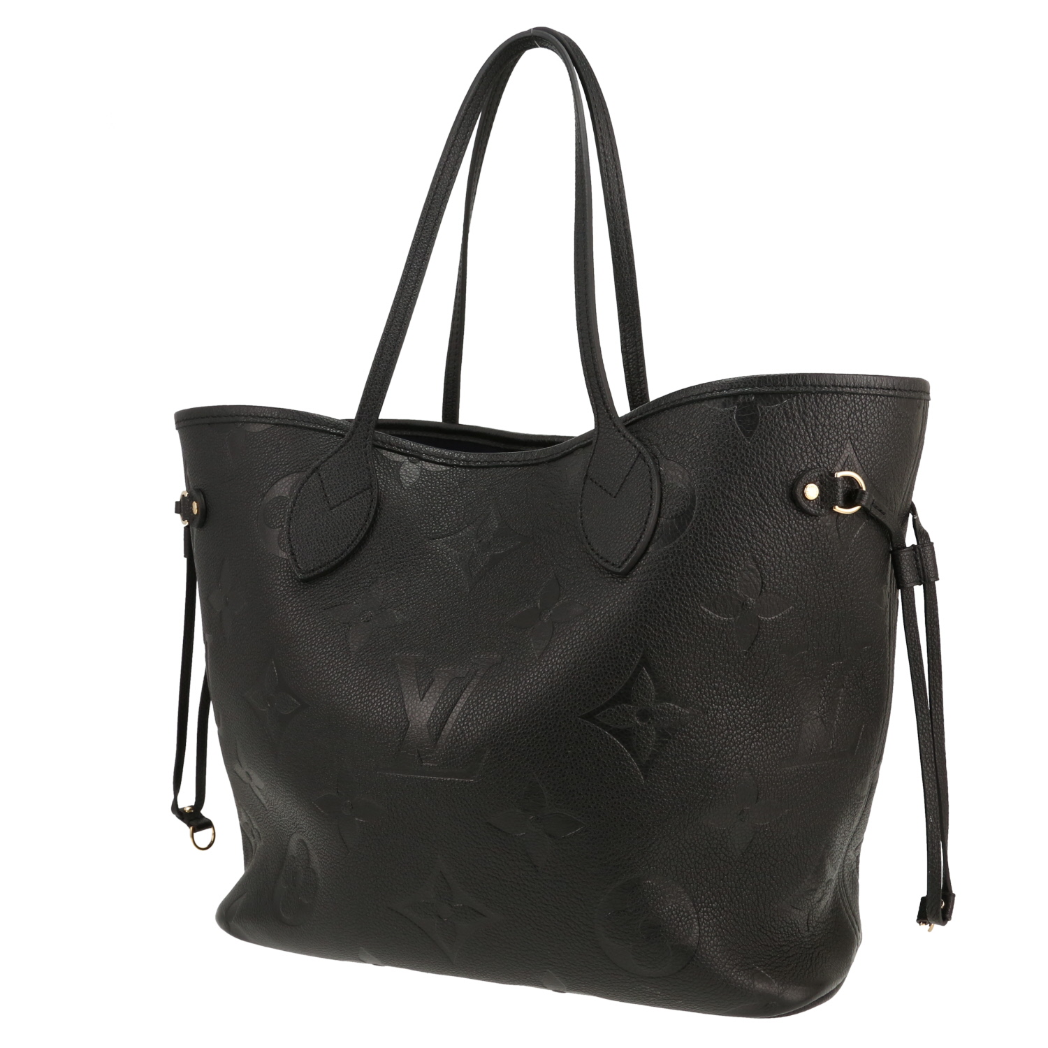 Bolso Cabás Louis Vuitton  Neverfull modelo mediano  en cuero monogram huella negro - Detail D4