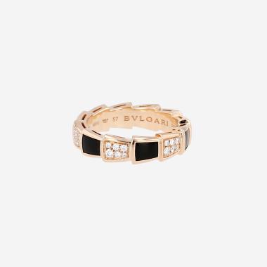 Bague Bulgari Serpenti Viper en or rose, diamants et onyx