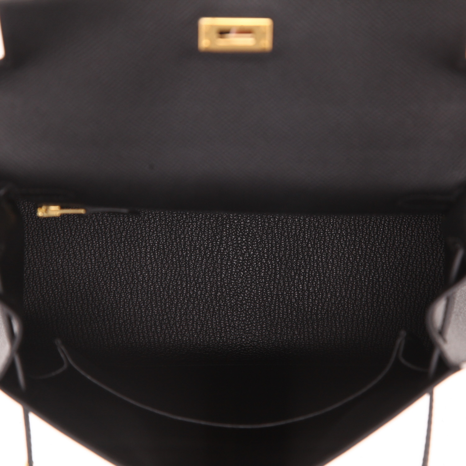 Bolso de mano Hermès  Kelly 25 cm en cuero epsom negro - Detail D3
