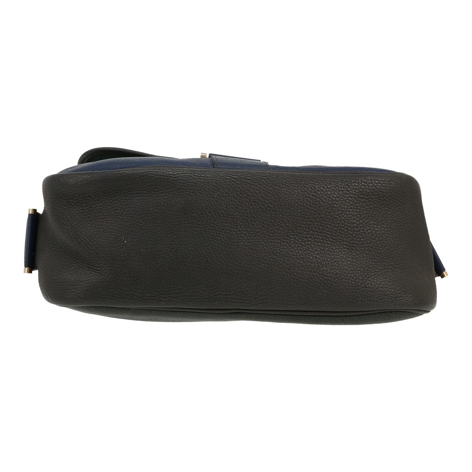 Sac bandoulière Hermès   en cuir vert-kaki noir et bleu-marine - Detail D1