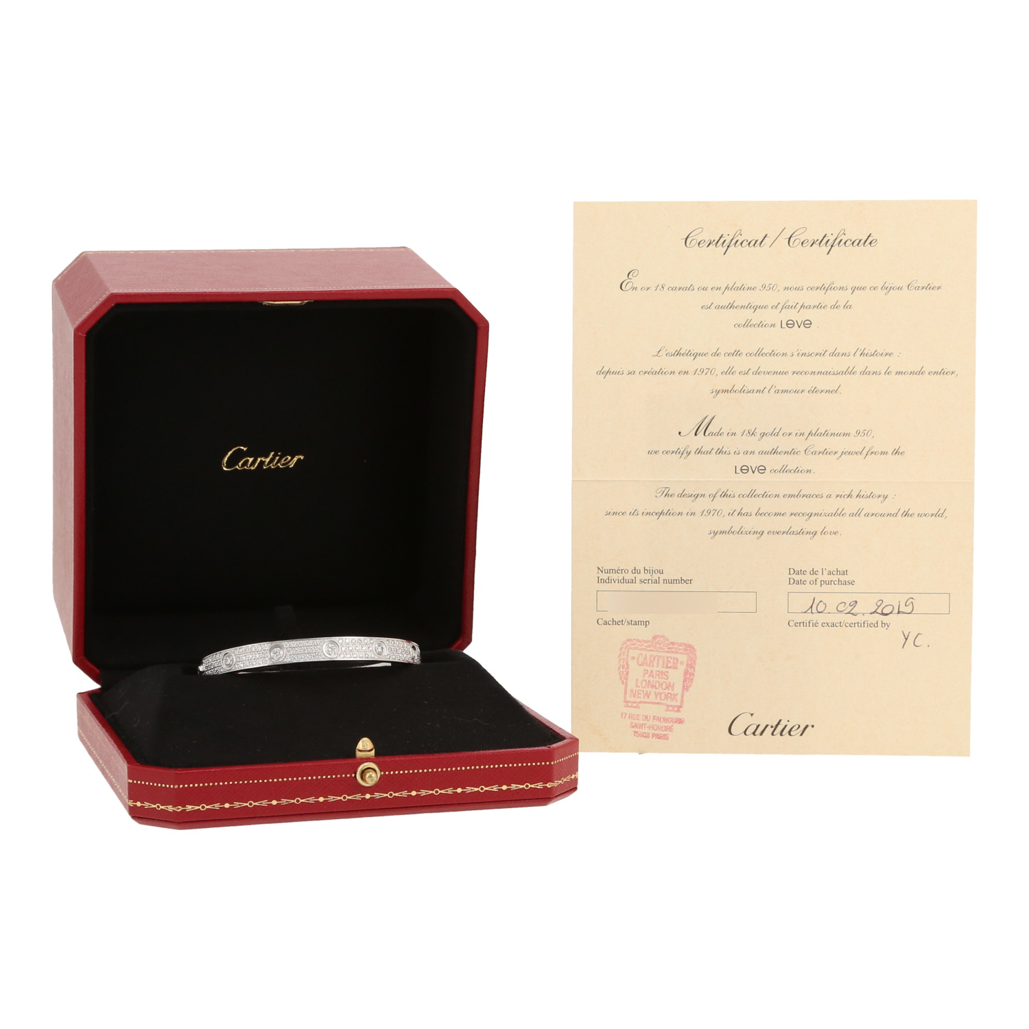 Cartier Love pavé bracelet in white gold and diamonds