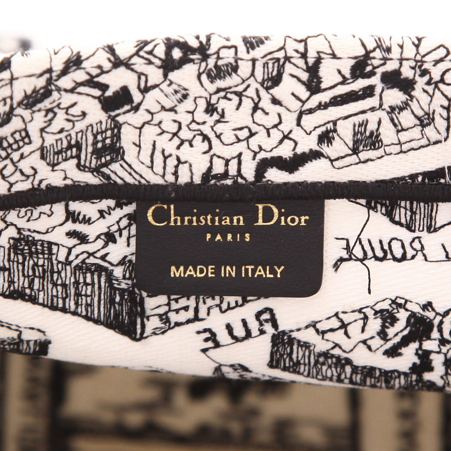 Shopping bag Dior  Book Tote modello medio  in tela bianca e nera - Detail D2