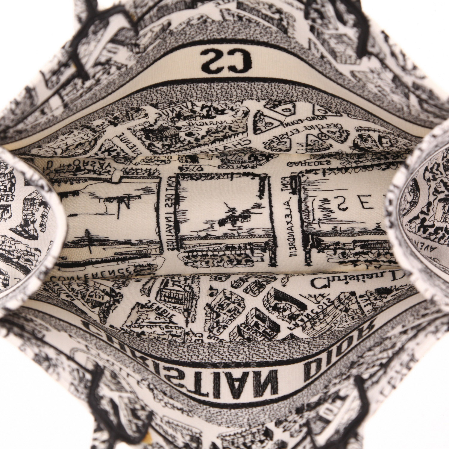 Sac cabas Dior  Book Tote en toile blanche et noire - Detail D3