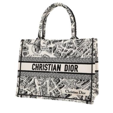 Sac cabas Dior  Book Tote moyen modèle  en toile blanche et noire