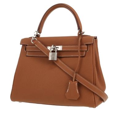 Bolso Hermès Kelly de 25 cm en piel Togo dorada