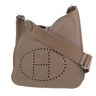Bolso bandolera Hermès  Evelyne III en cuero togo Gris Asphalt