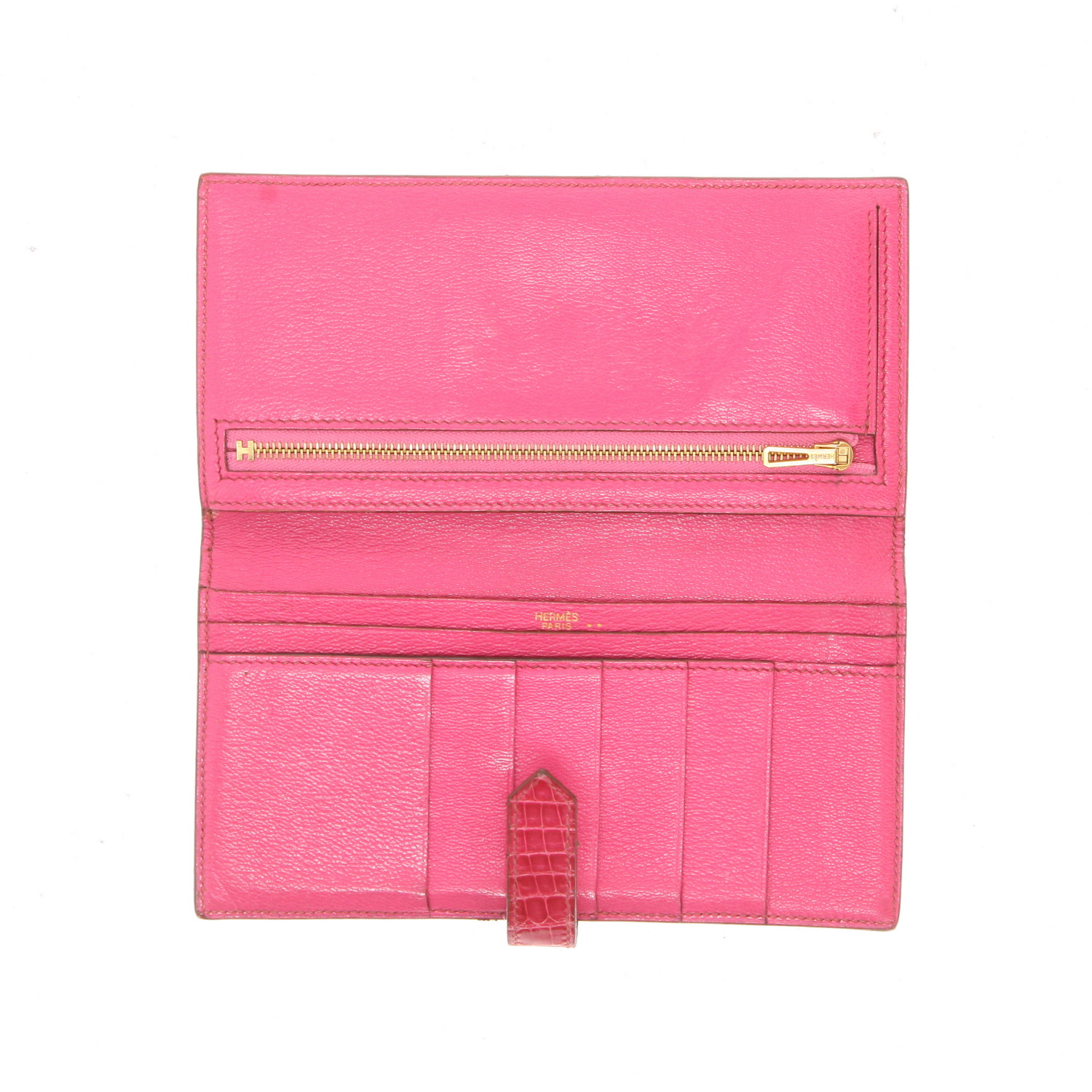 Portefeuille Hermès  Bearn en crocodile niloticus Rose Sheherazade - Detail D4