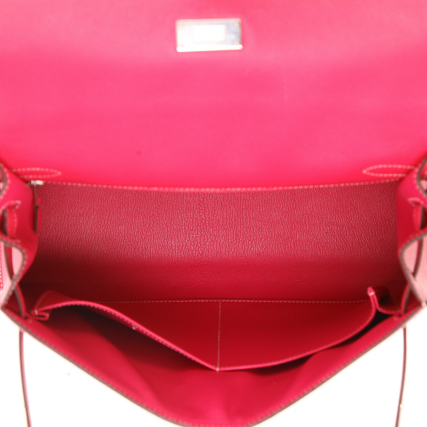 Bolso de mano Hermès  Kelly 32 cm en cuero epsom rosa - Detail D3