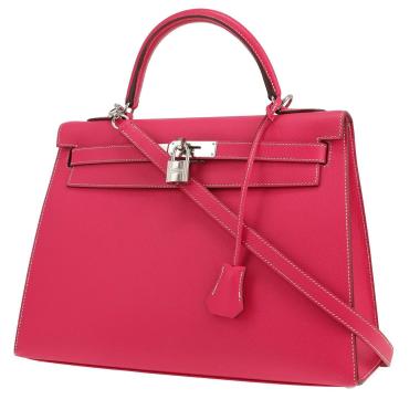 Bolso Hermès Kelly de 32 cm en piel Epsom rosa