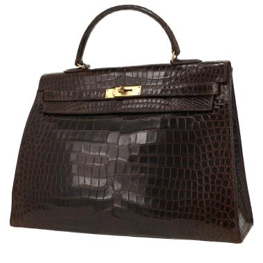 Hermès  Kelly 35 cm handbag  in brown crocodile