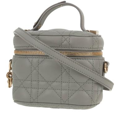 Borsa a tracolla Dior  Travel Vanity in pelle cannage grigia