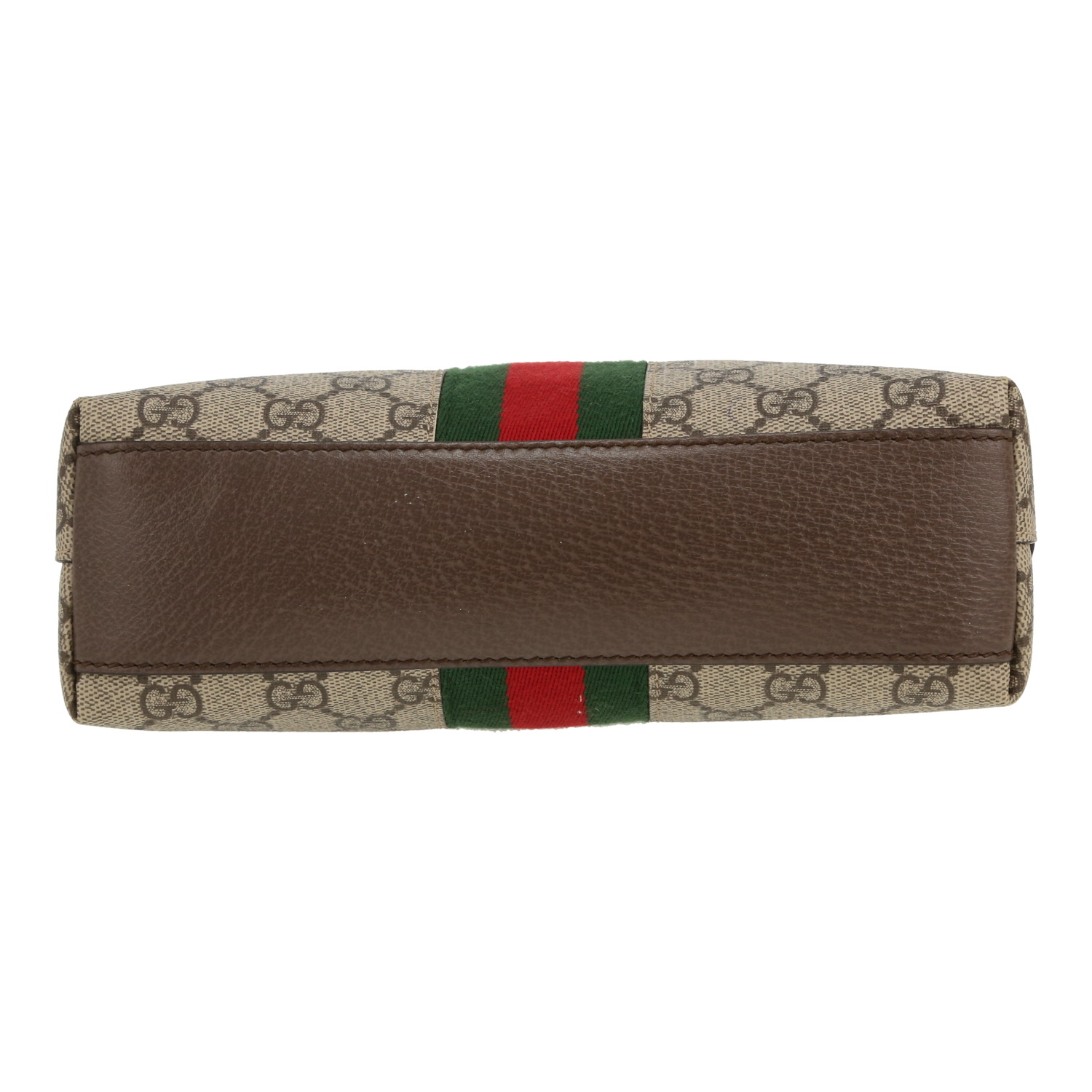 Borsa a tracolla Gucci  Ophidia in tela "sûpreme GG" beige e pelle marrone - Detail D1