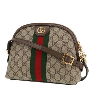 Borsa a tracolla Gucci  Ophidia in tela "sûpreme GG" beige e pelle marrone