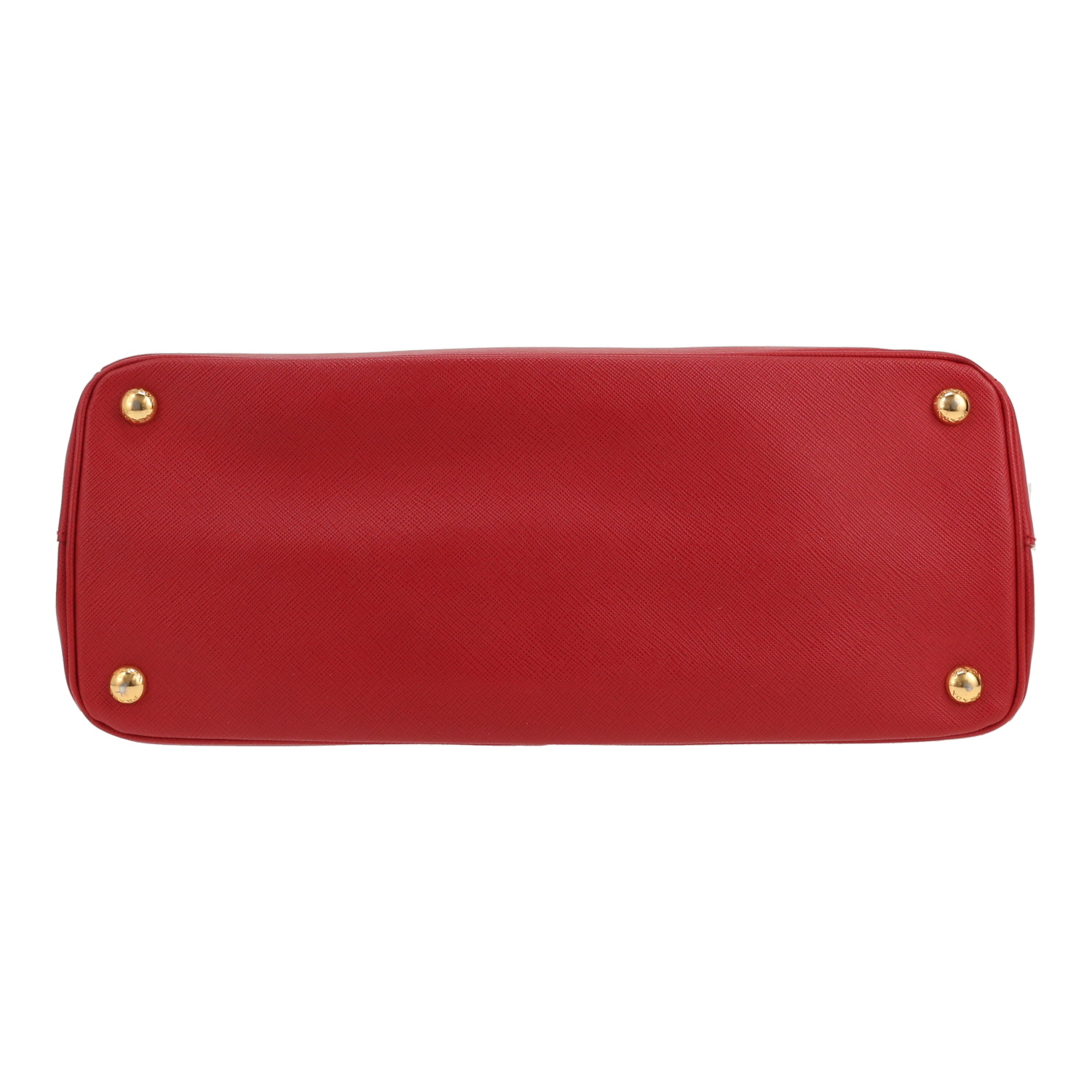 Bolso de mano Prada  Lux Tote en cuero saffiano rojo - Detail D1