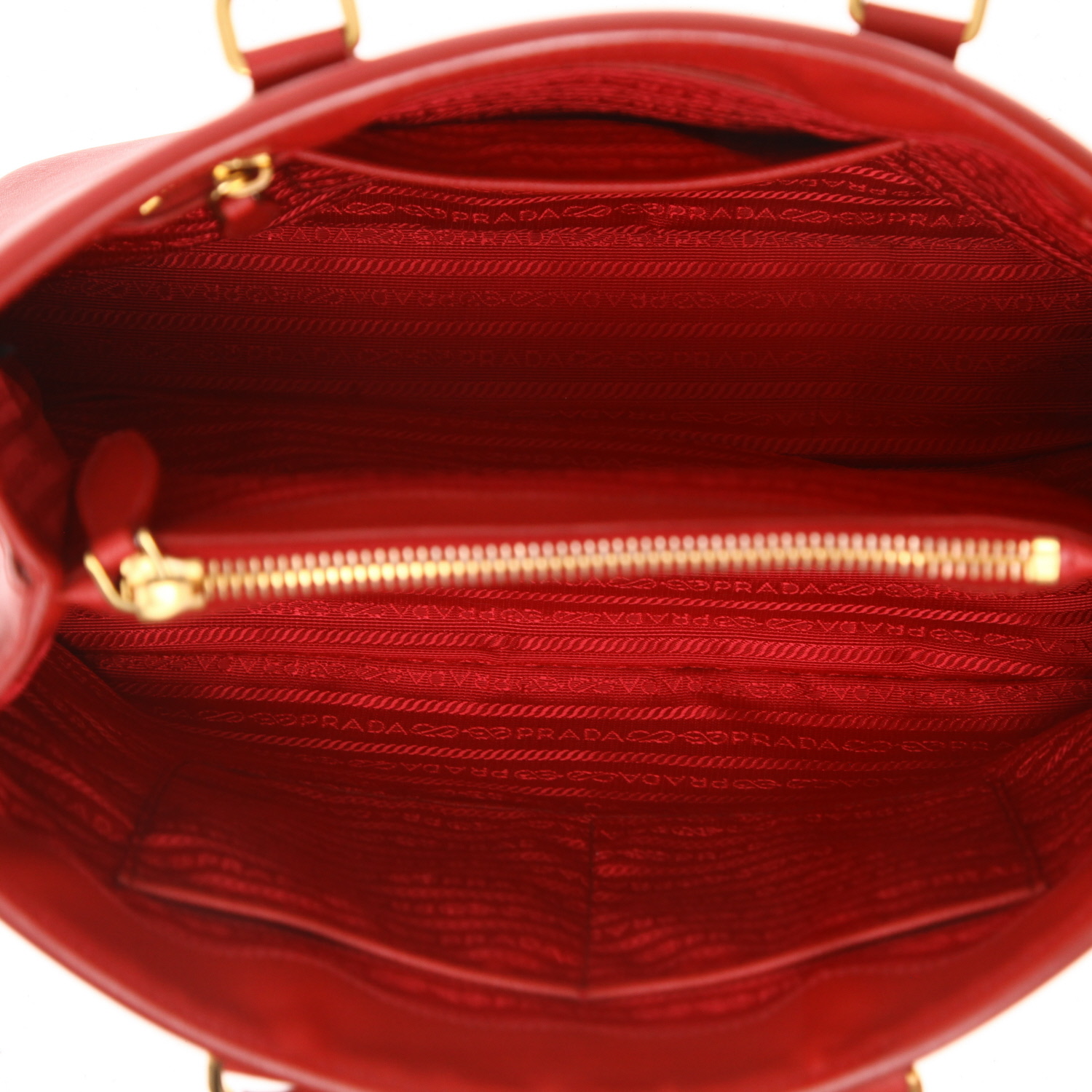 Prada  Lux Tote handbag  in red leather saffiano - Detail D3