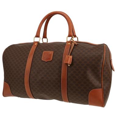 Borsa da viaggio Celine  Boston in tela "Triomphe" marrone e pelle marrone