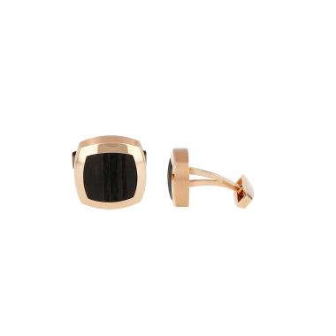 Paire de boutons de manchette Chaumet Dandy en or rose et bois