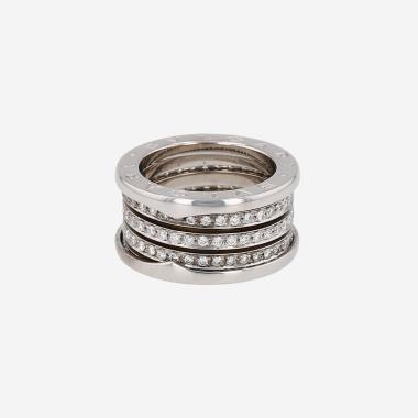 Bague Bulgari B.Zero1 grand modèle en or blanc et diamants