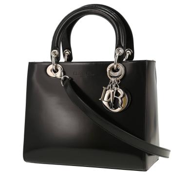 Borsa Dior  Lady Dior modello medio  in pelle lucida nera