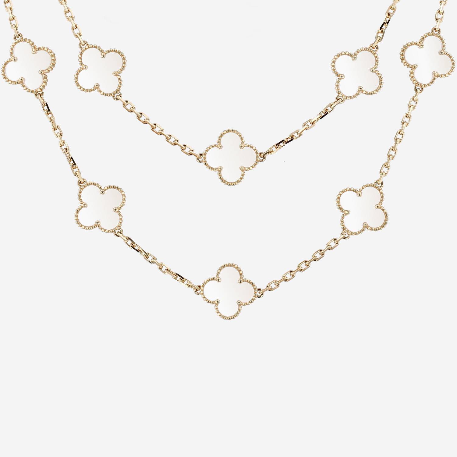 Sautoir Van Cleef & Arpels Vintage Alhambra en or jaune et cristal de roche