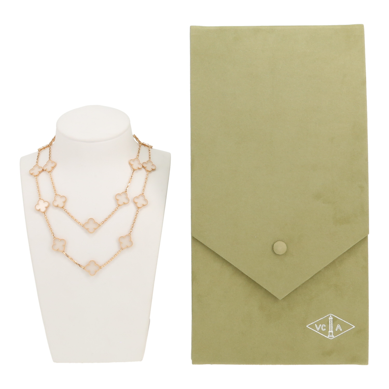 Van Cleef & Arpels Vintage Alhambra long necklace in yellow gold and rock crystal - Detail D2