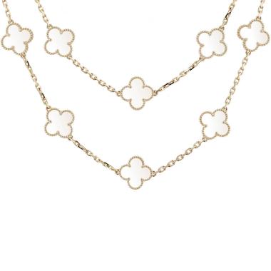 Collana lunga Van Cleef & Arpels Vintage Alhambra in oro giallo e cristallo di rocca