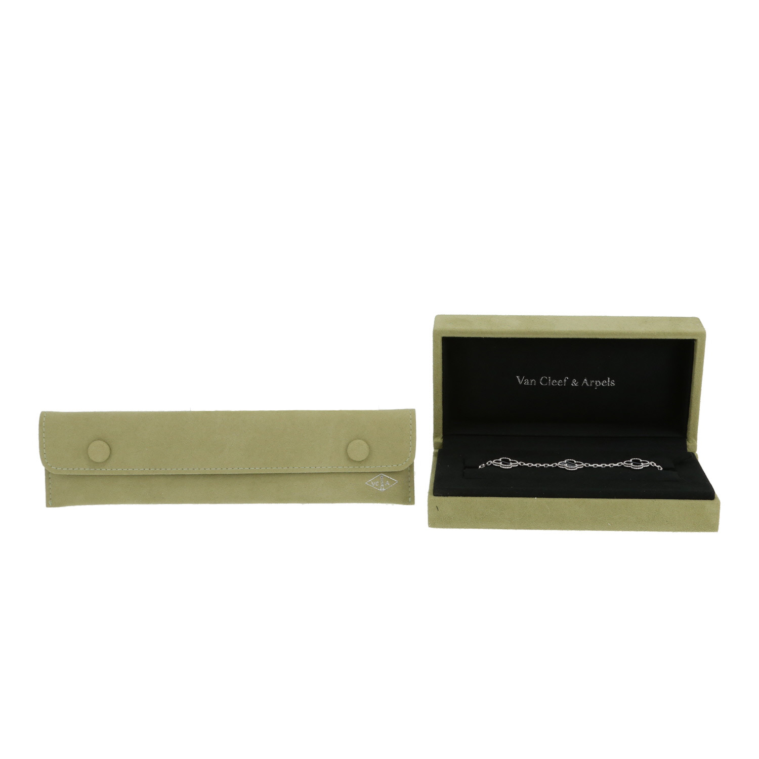 Van Cleef & Arpels Vintage Alhambra bracelet in white gold and vein onyx