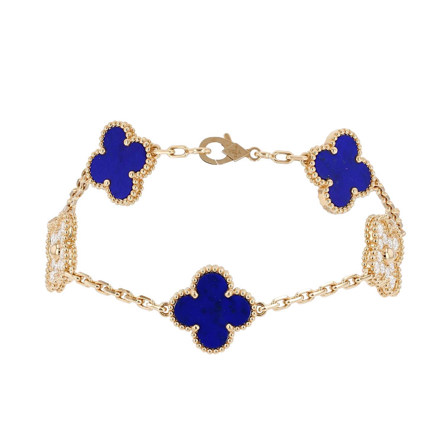 Bracelet Van Cleef & Arpels Vintage Alhambra en or jaune, diamants et