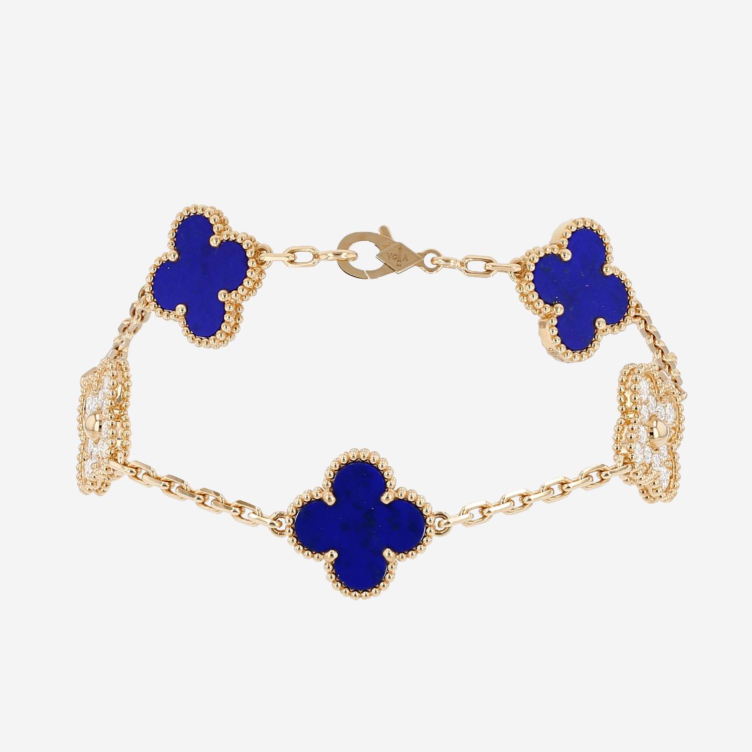 Brazalete Van Cleef & Arpels Vintage Alhambra de oro amarillo, diamantes y lapislázuli