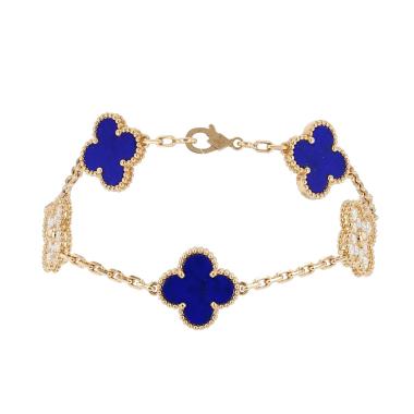 Brazalete Van Cleef & Arpels Vintage Alhambra de oro amarillo, diamantes y lapislázuli