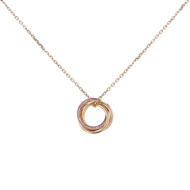 Collana Cartier Trinity modello medio in oro rosa e zaffiri rosa