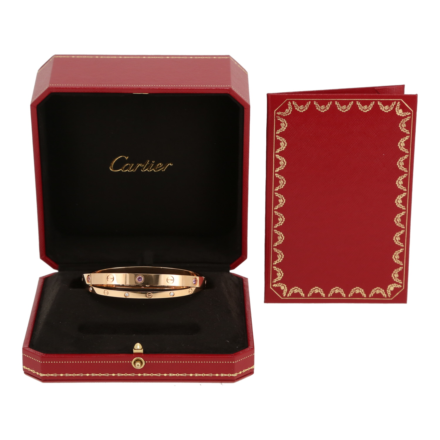 Bracelet Cartier Love Astro en or rose, saphirs rose et diamants