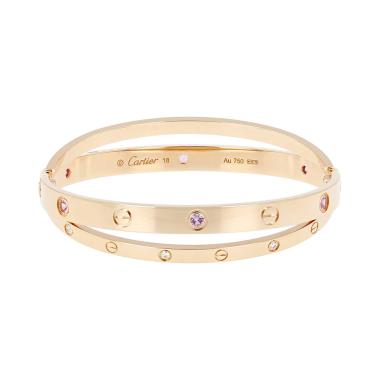 Bracciale Cartier Love Astro in oro rosa, zaffiri rosa e diamanti