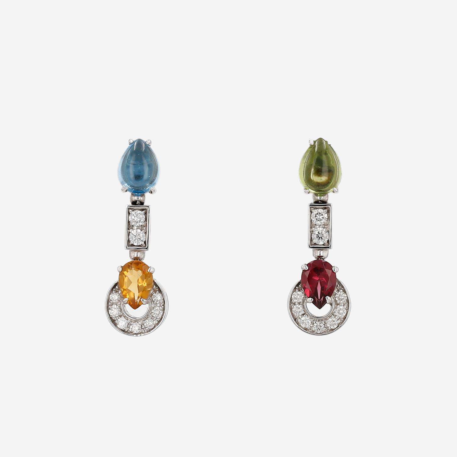 Bulgari Allegra earrings in white gold, colored stones and diamonds
