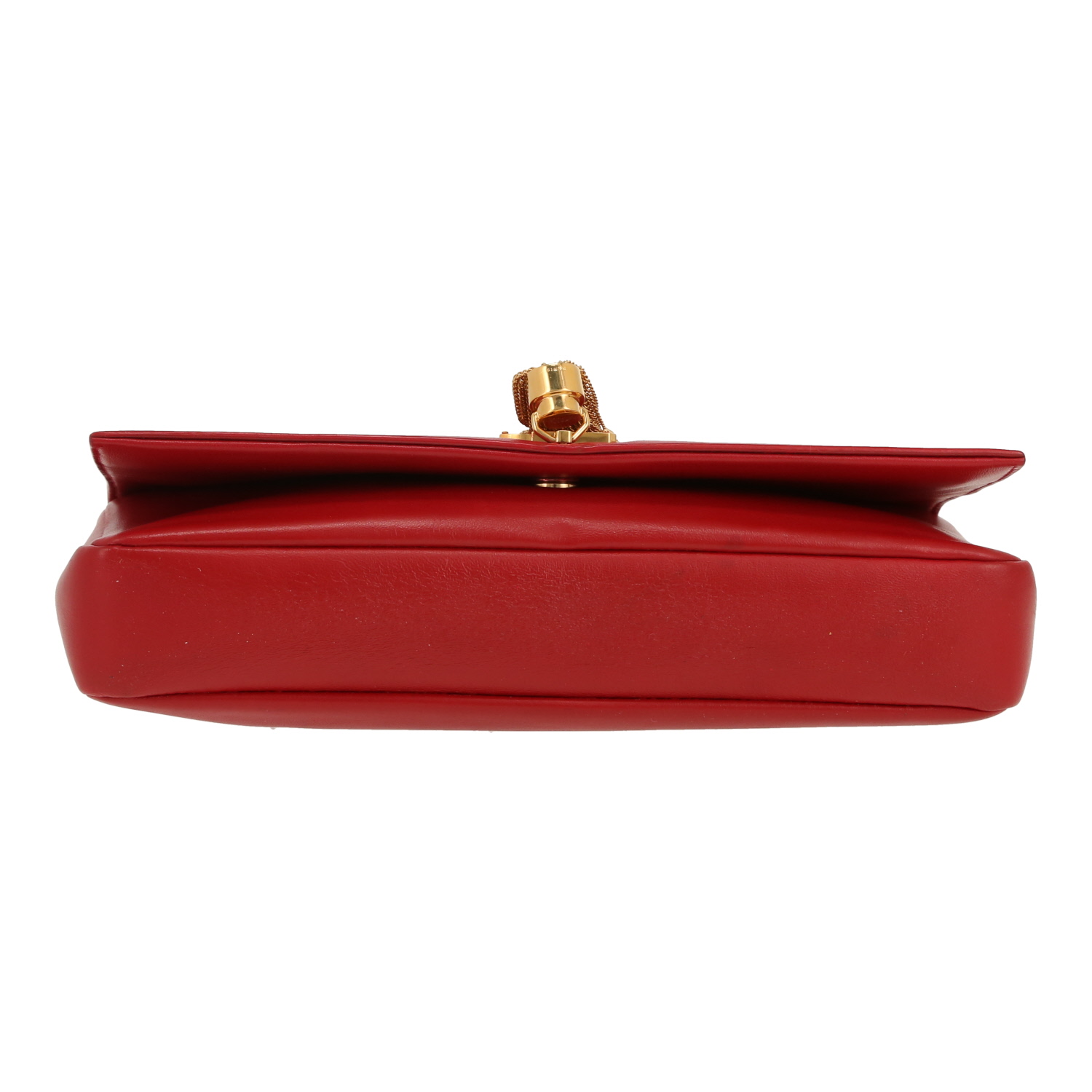 Saint Laurent  Kate Pompon shoulder bag  in red leather - Detail D1