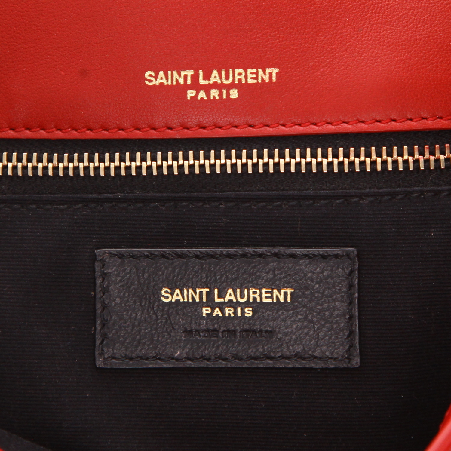 Borsa a tracolla Saint Laurent  Kate Pompon in pelle rossa - Detail D2