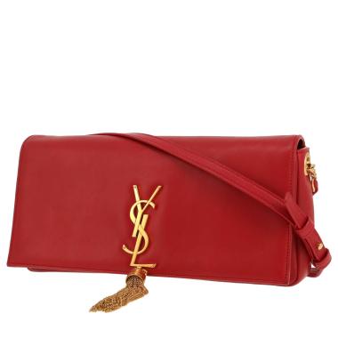 Bolso bandolera Saint Laurent  Kate Pompon en cuero rojo