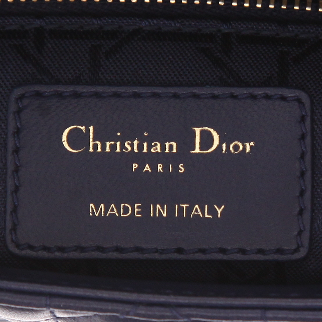 Sac à main Dior  Lady Dior en cuir cannage bleu-marine - Detail D2