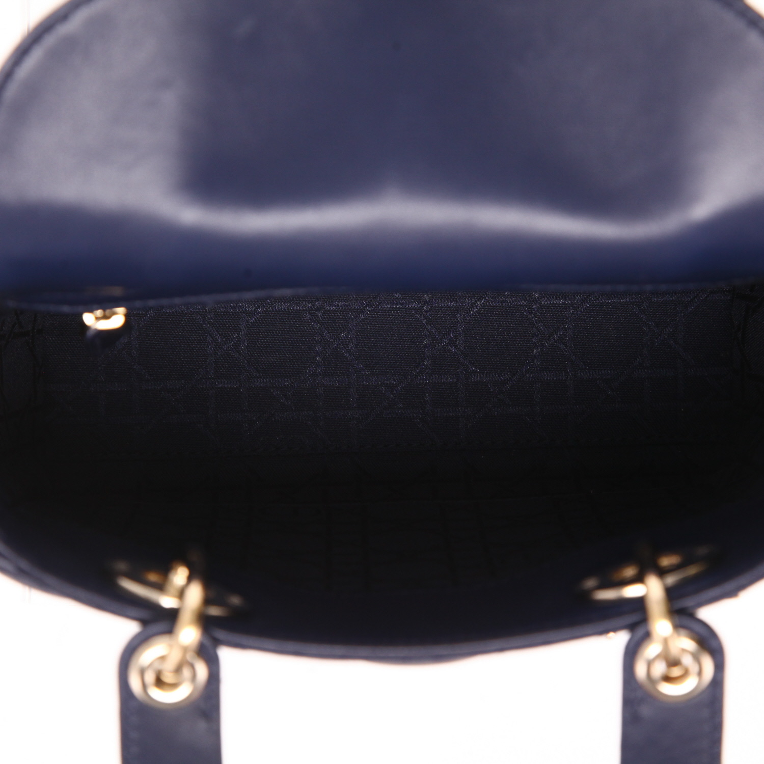 Bolso de mano Dior  Lady Dior en cuero cannage azul marino - Detail D3