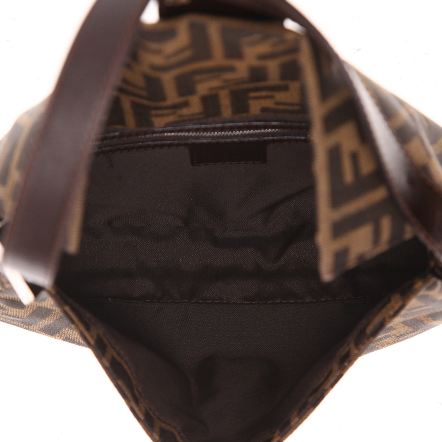 Borsa Fendi  Baguette in tela siglata marrone e pelle marrone - Detail D3