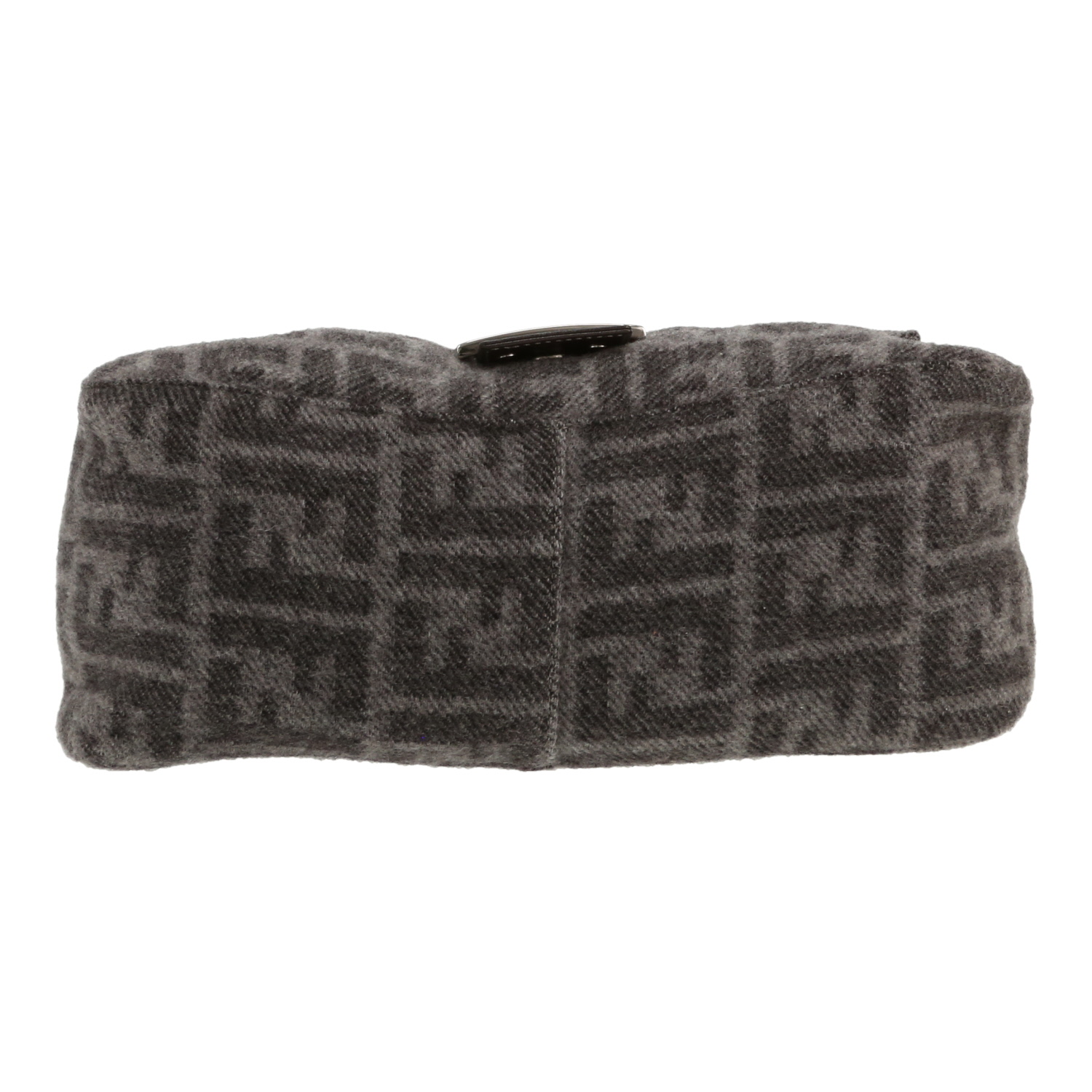 Fendi  Mamma Baguette handbag  in grey whool  and black leather - Detail D1
