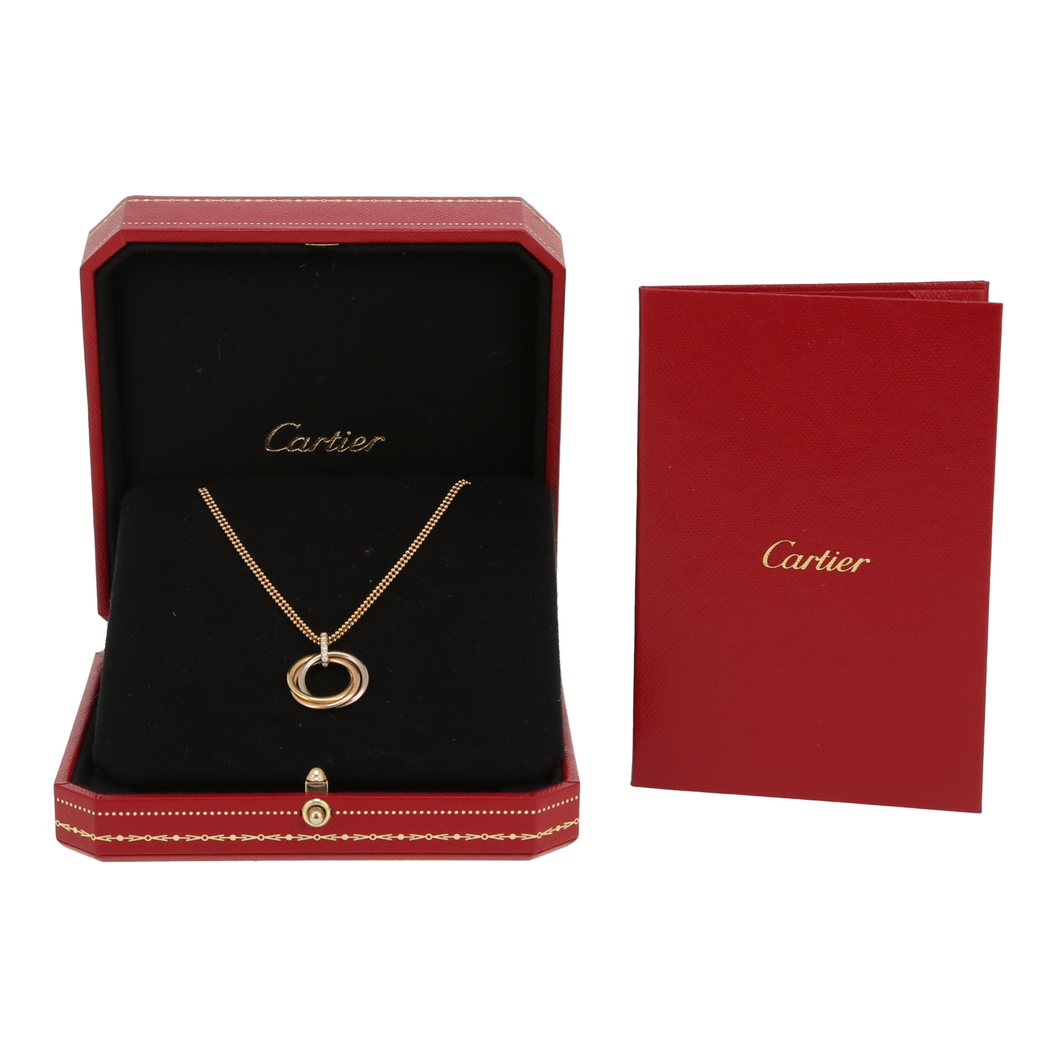 Collier Cartier Trinity moyen modèle en 3 ors et diamants - Detail D2