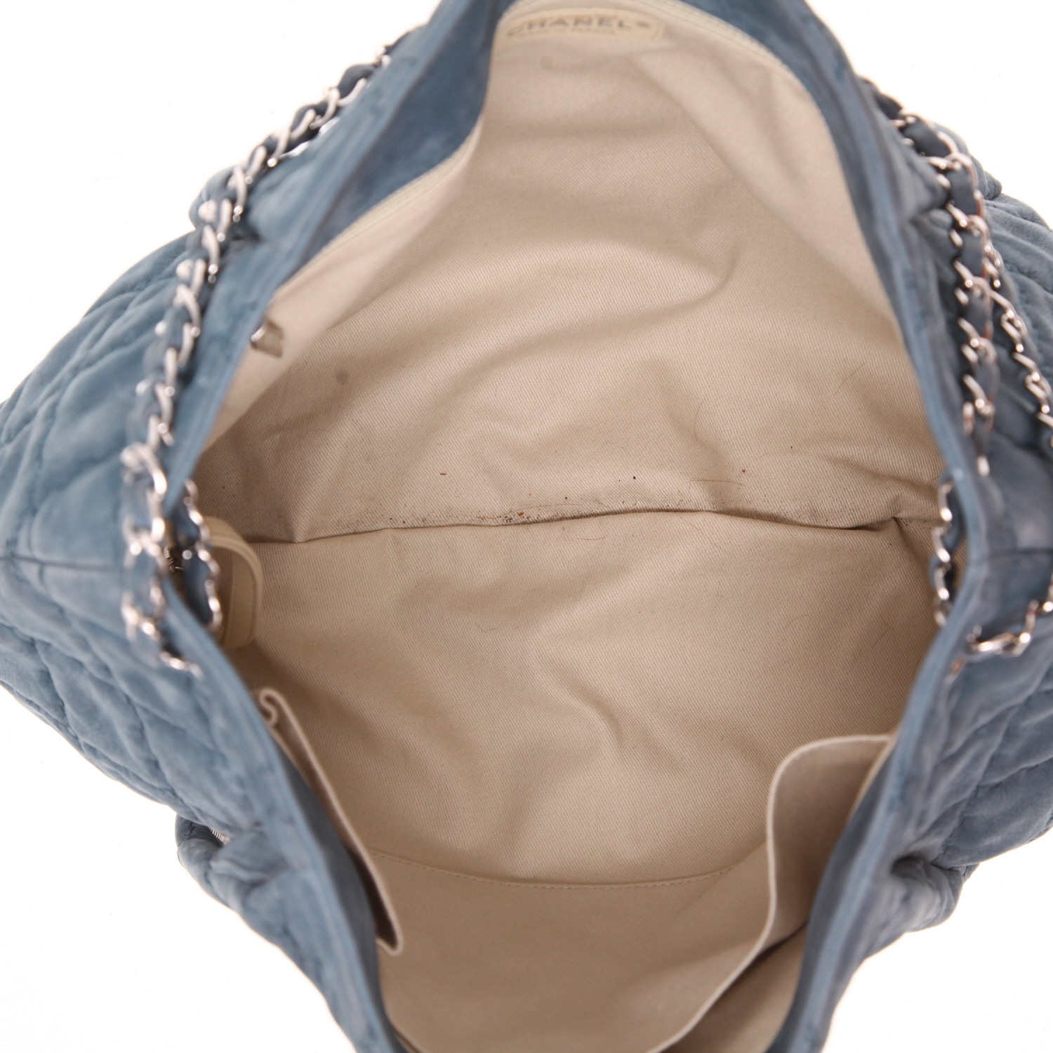 Bolso Cabás Chanel   modelo grande  en cuero acolchado azul - Detail D3